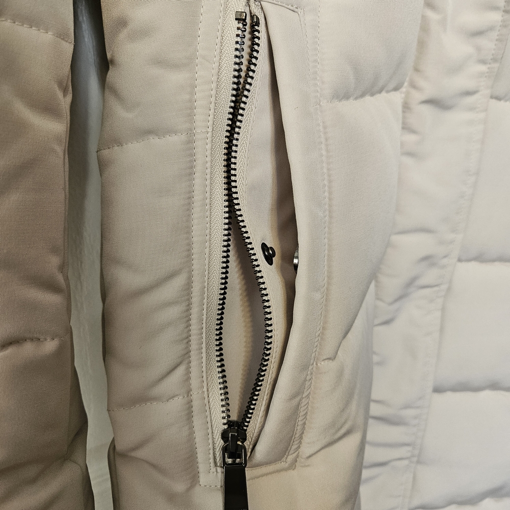 Nine West Light Beige Puffer Coat with Fur Hood - Picture 5 of 7